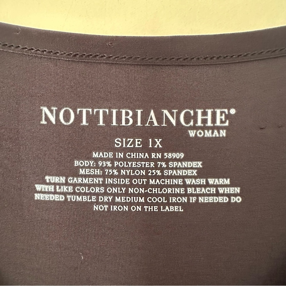 NEW Black Stretchy Dress 1X Women Lace / Mesh Shoulders Nottibianche Minimalist - Picture 5 of 6